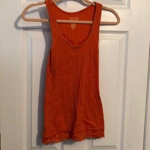 Orange racer back lace tank